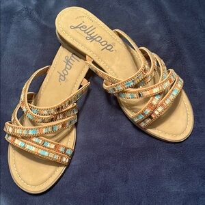 Jellypop Women's Tan and Gold Sandals